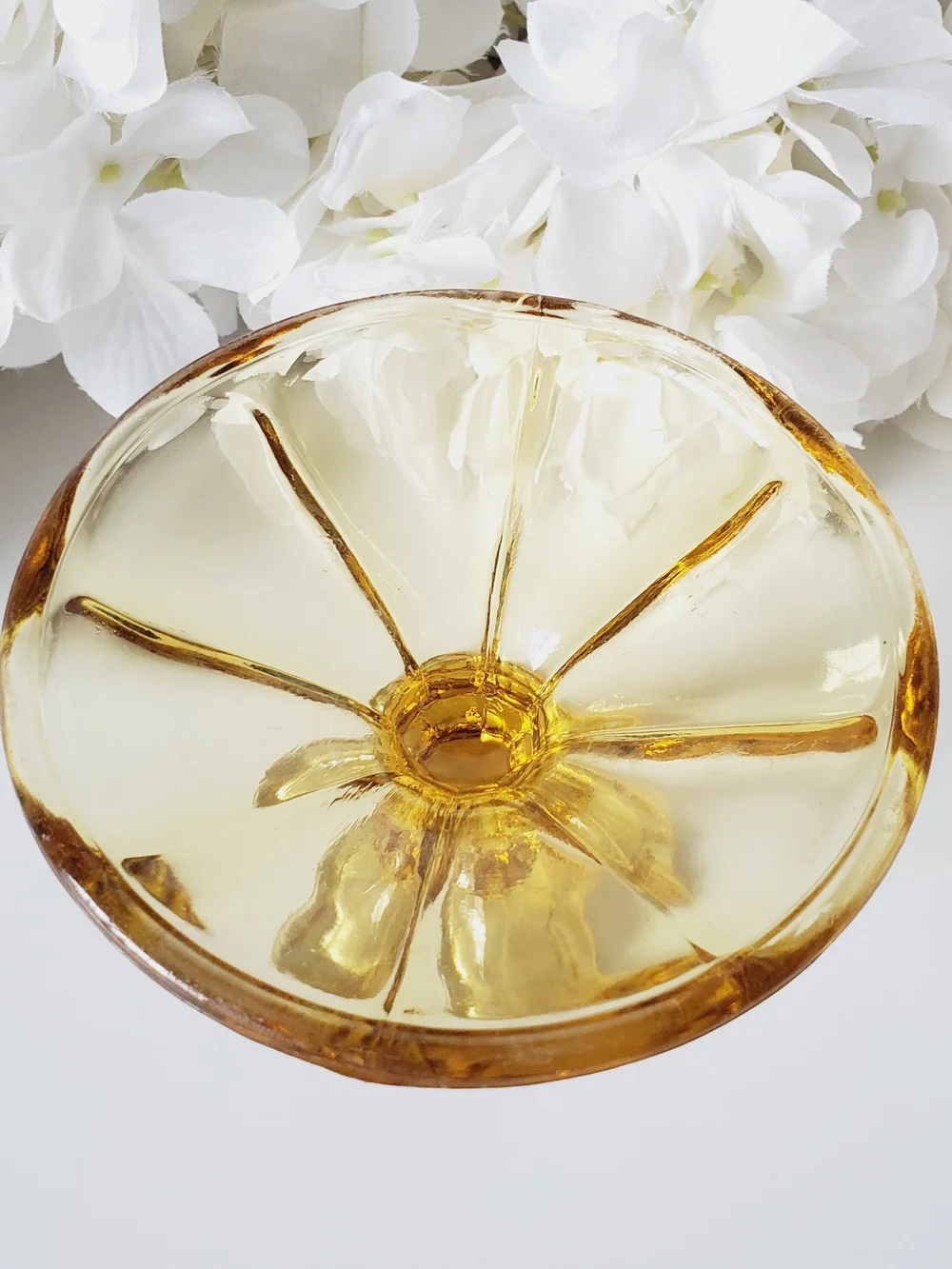 Vintage Amber Glass Compote Dish - Pedestal Centerpiece